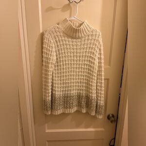 White and gold medium sweater NWOT